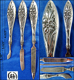 Unger Brothers sterling Narcissus 3 piece Manicure Set