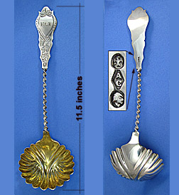 Albert Coles 11.5 inch Coin Silver Ladle with Gold Vermeil Bowl
