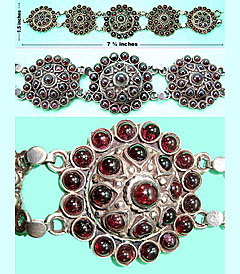 Sterling bracelet with decorative garnet