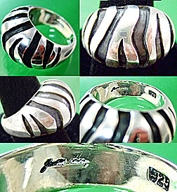 Judith Leiber sterling Zebra Dome Ring
