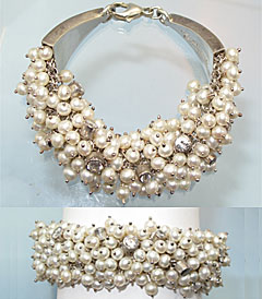 ﻿Laurent Léger - Pearl, CZ & Silver handmade bracelet